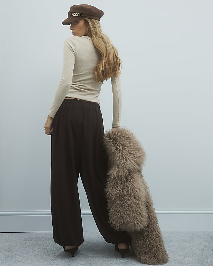 Brown Premium Balloon Leg Trousers