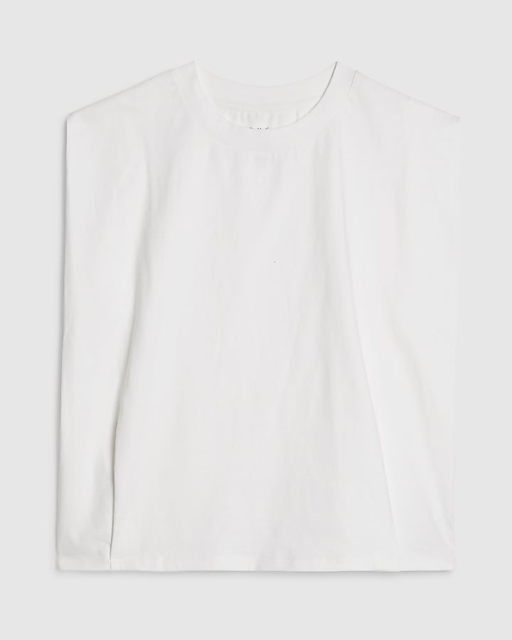 White Sleeveless Pleat Detail Top