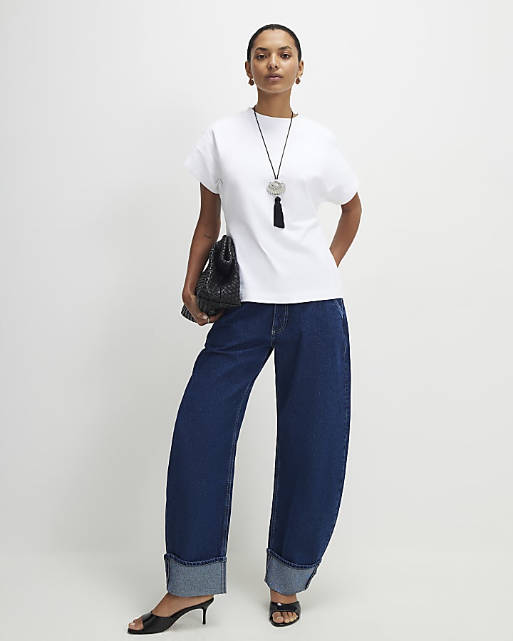 White Short Sleeve Split Hem T-shirt