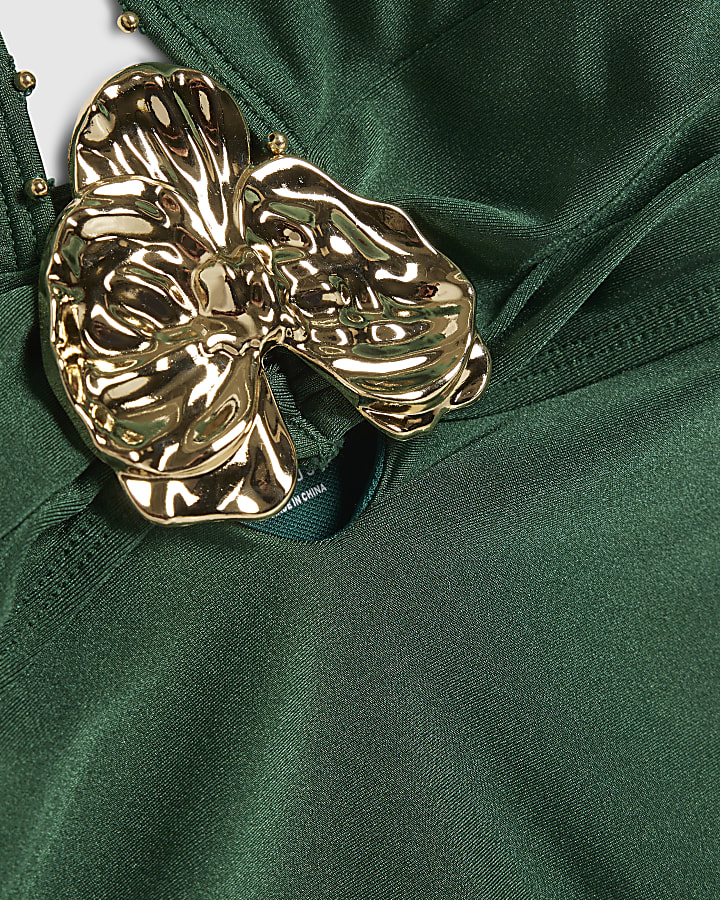 Green Hardware Plunge Swimsuit