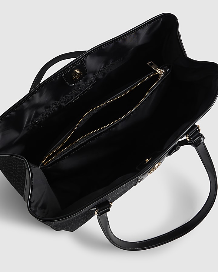 Black Stripe Monogram Shopper Bag