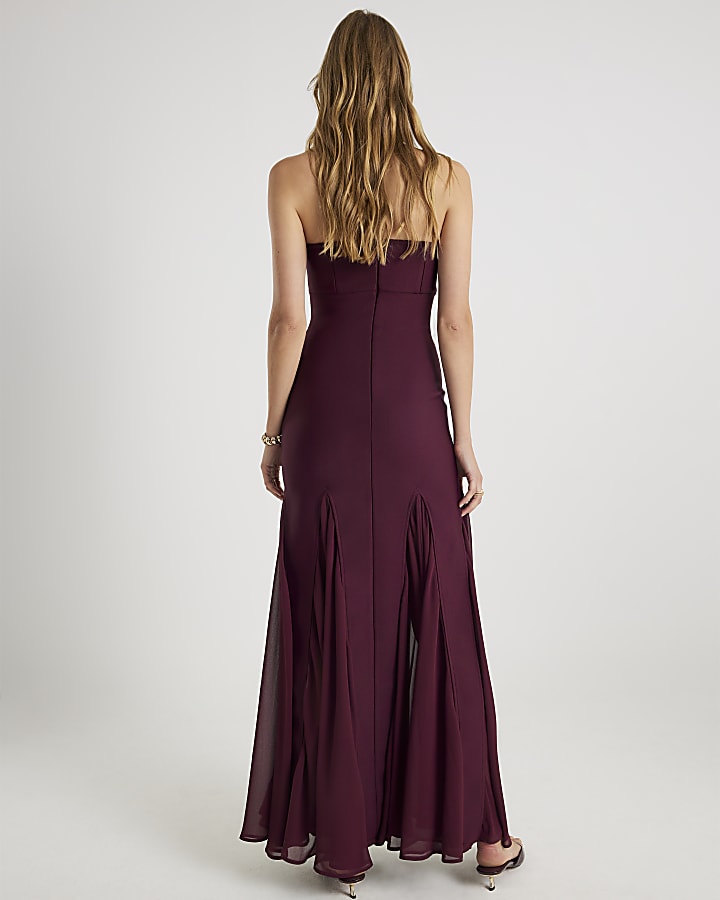 Red Bandeau Bodycon Maxi Dress