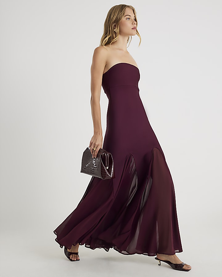 Red Bandeau Bodycon Maxi Dress