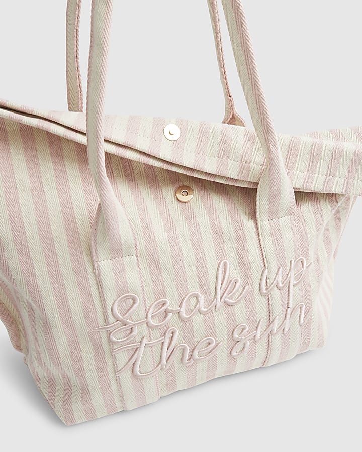 Pink Striped Soak up the Sun Roll Top Bag