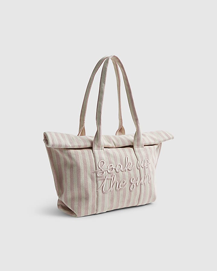 Pink Striped Soak up the Sun Roll Top Bag