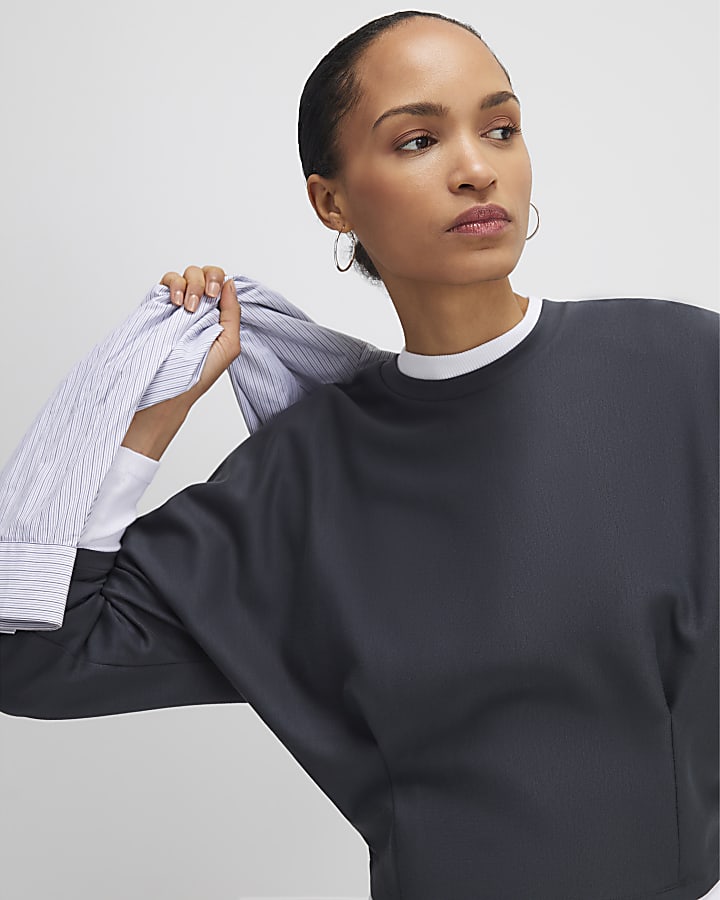 Grey Premium Batwing Sleeve Sweatshirt