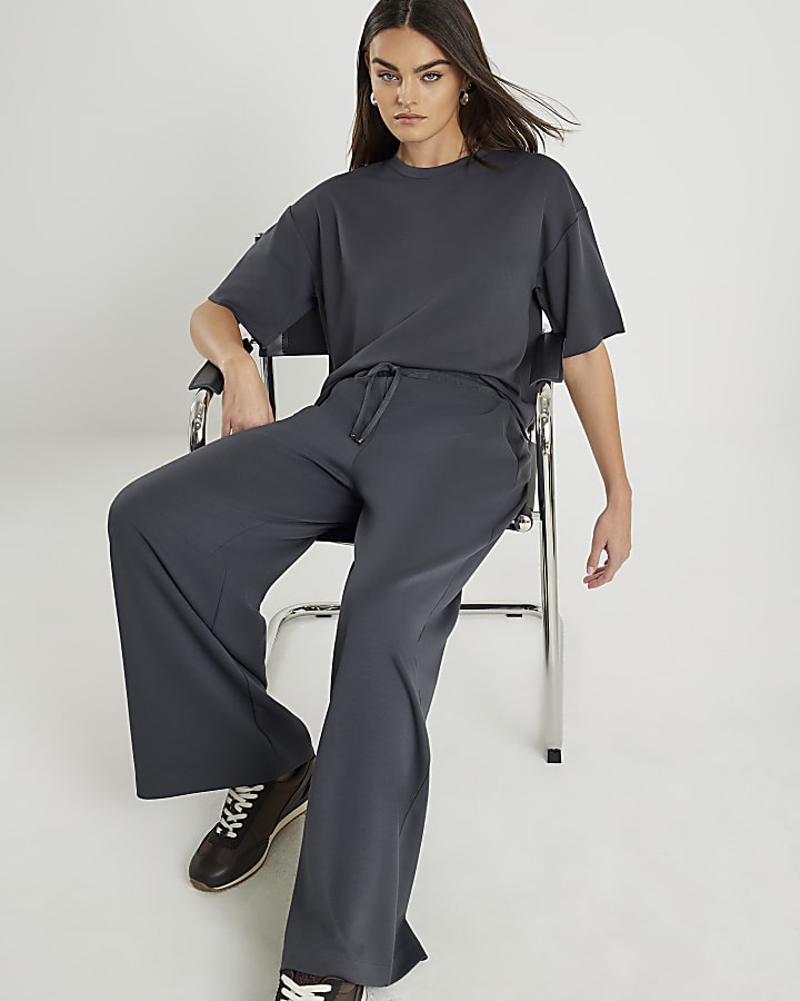 Grey Premium Wide Leg Joggers