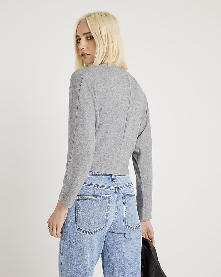 Grey Long Sleeve Cosy Batwing Top