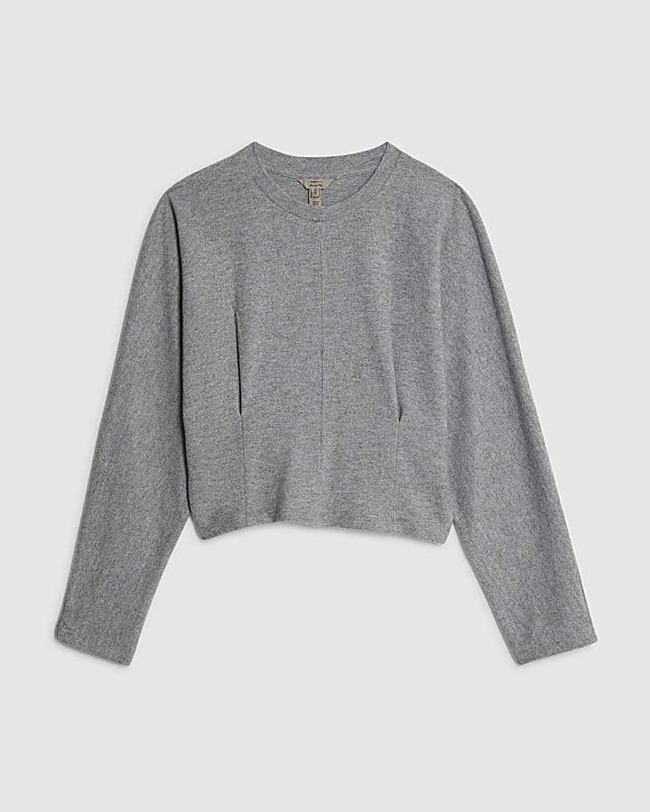 Grey Long Sleeve Cosy Batwing Top