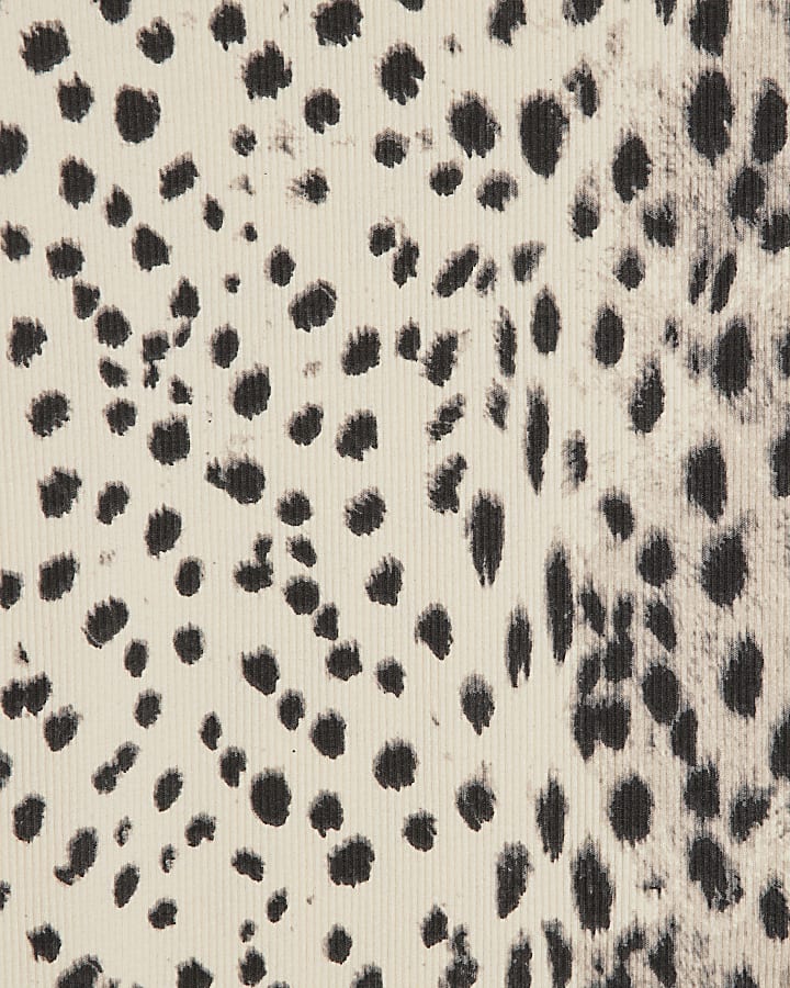 Cream Leopard Print Ribbed Midi Dress