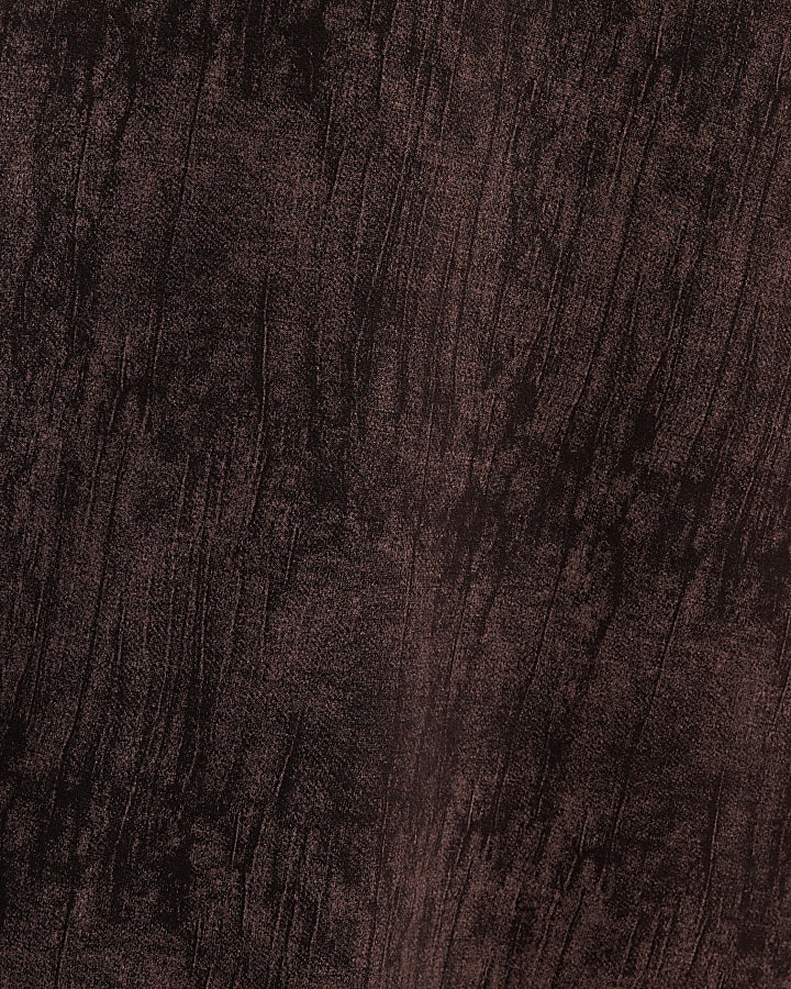 Petite Brown Premium Crinkle Boxy T-shirt