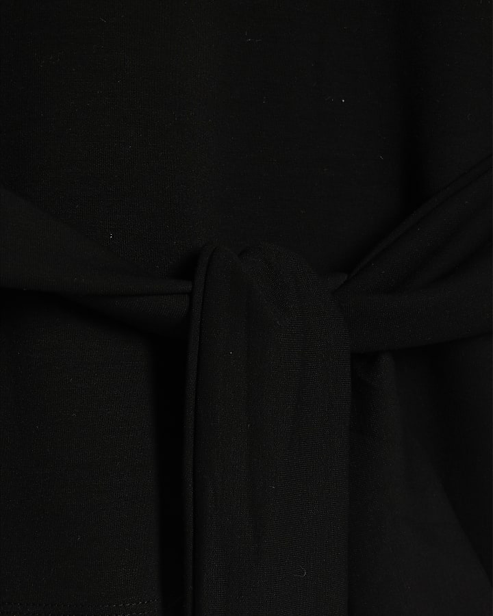 Petite Black Premium Tie Front Top