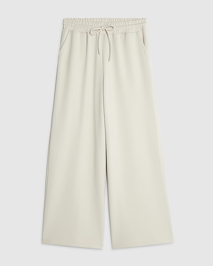 Petite Cream Premium Wide Leg Joggers