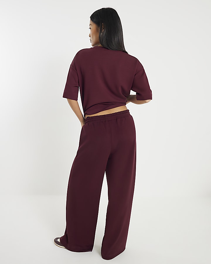 Petite Red Premium Wide Leg Joggers