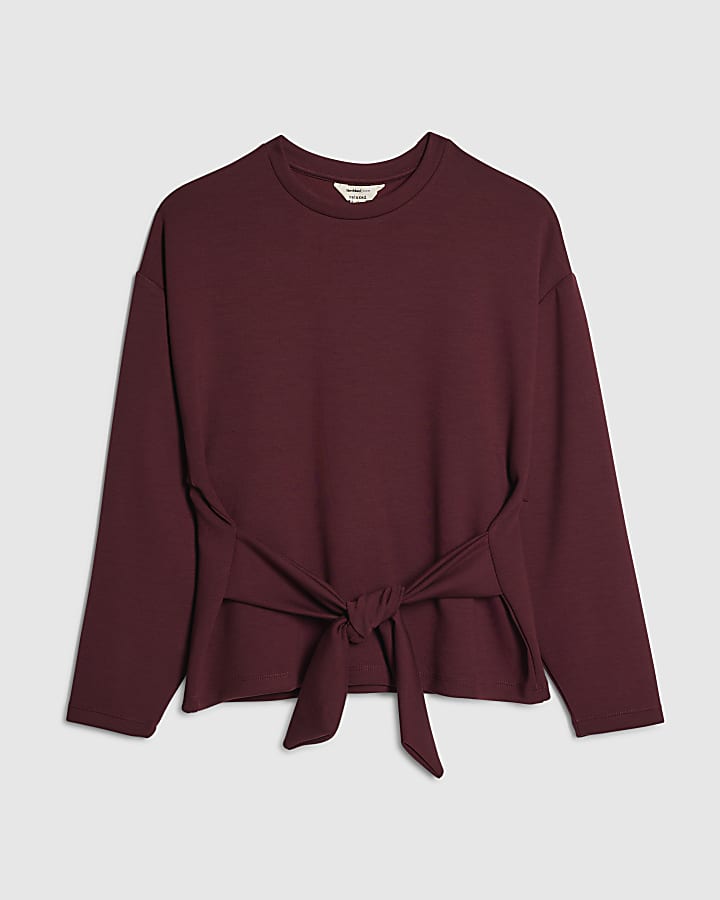 Petite Red Tie Front Premium Top