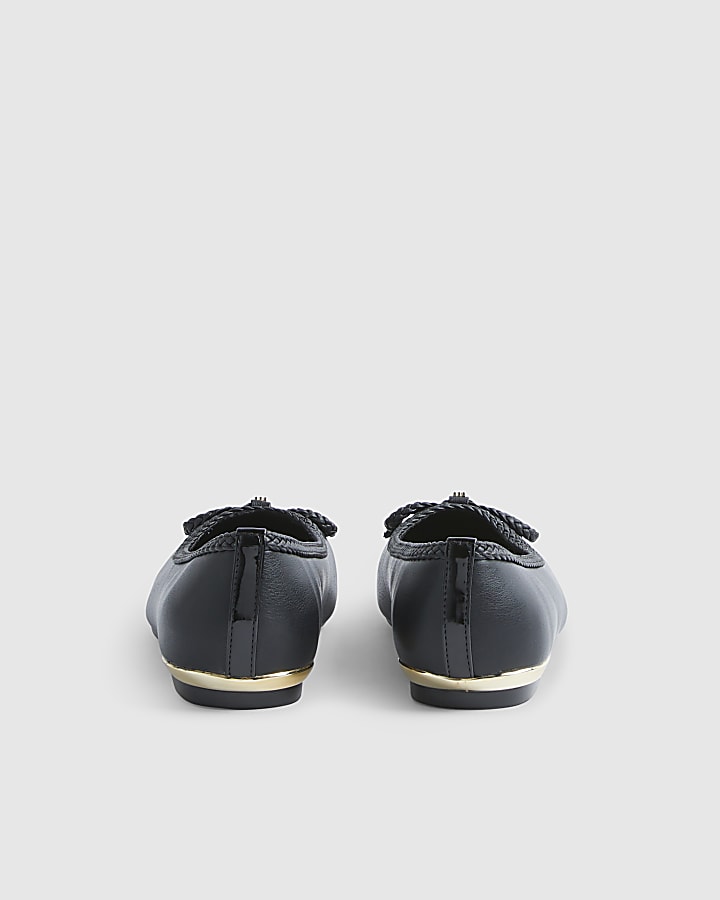 Black Wide Fit Bow Ballet Pumps