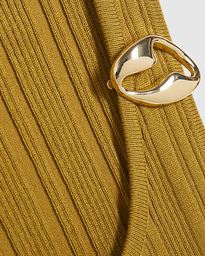 Khaki Buckle Knitted Vest