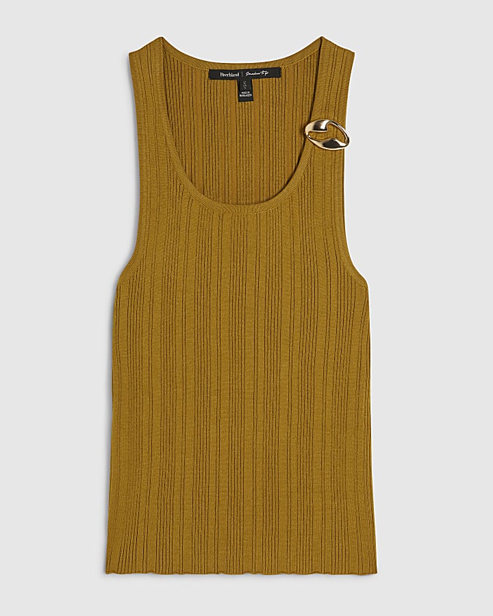 Khaki Buckle Knitted Vest