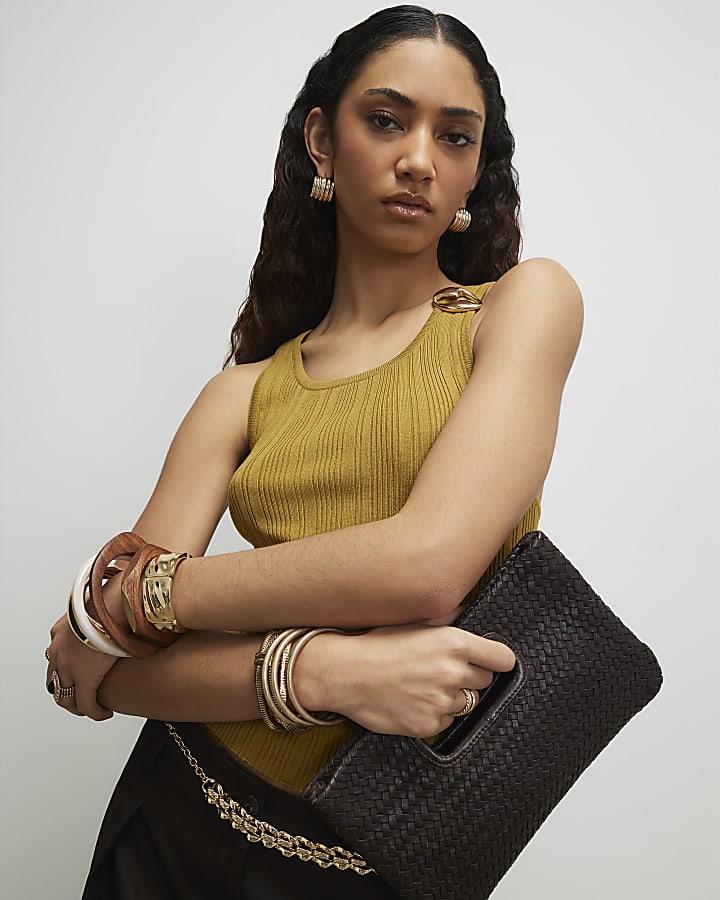 Khaki Buckle Knitted Vest