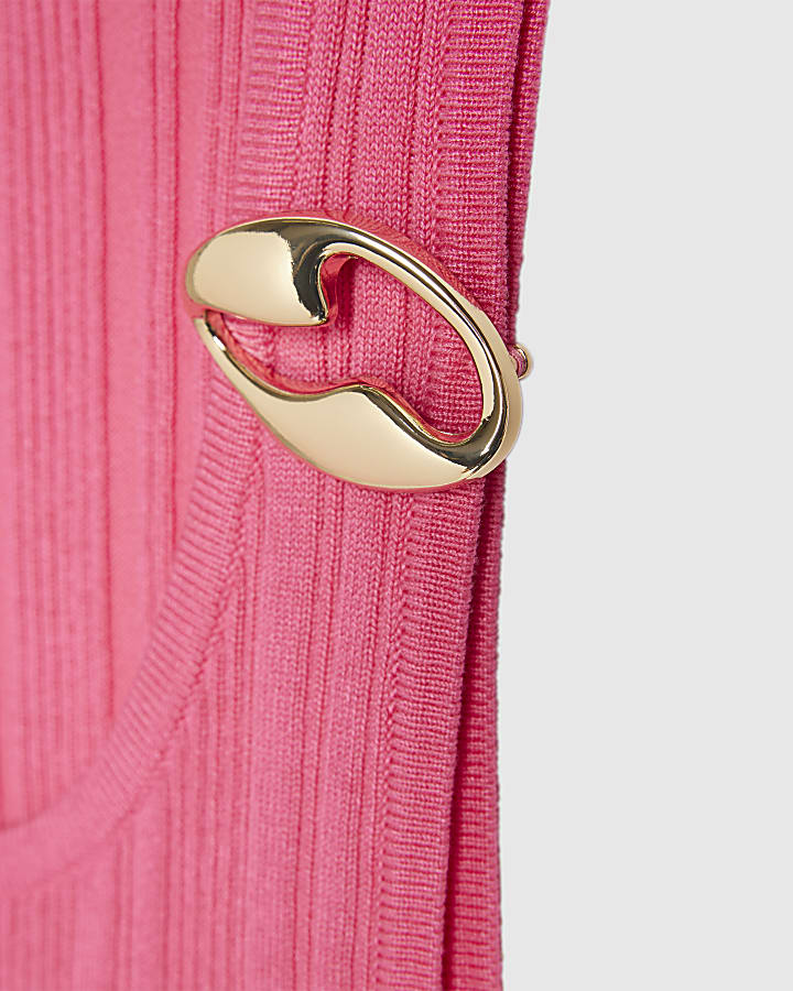 Pink Buckle Knitted Vest