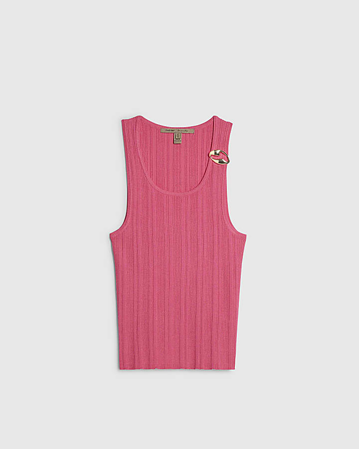 Pink Buckle Knitted Vest