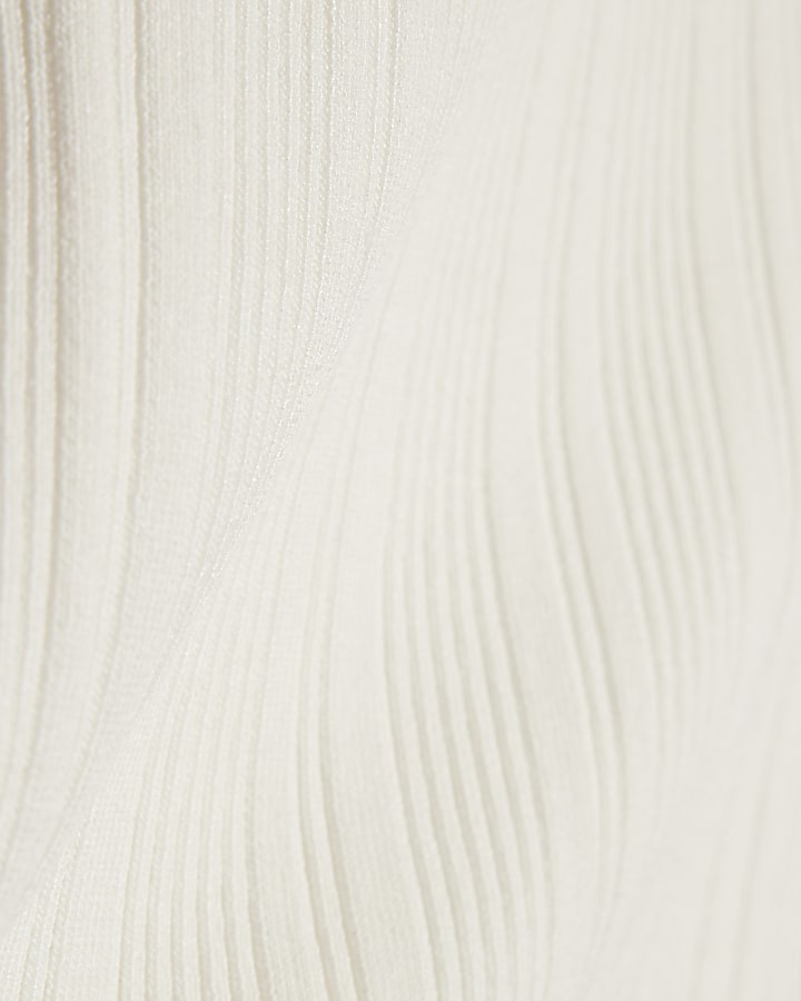 White Knit Ribbed Tipped Vest Top