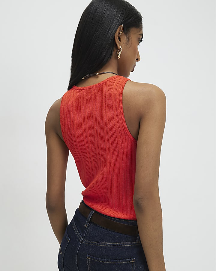 Red Rib Vest Top
