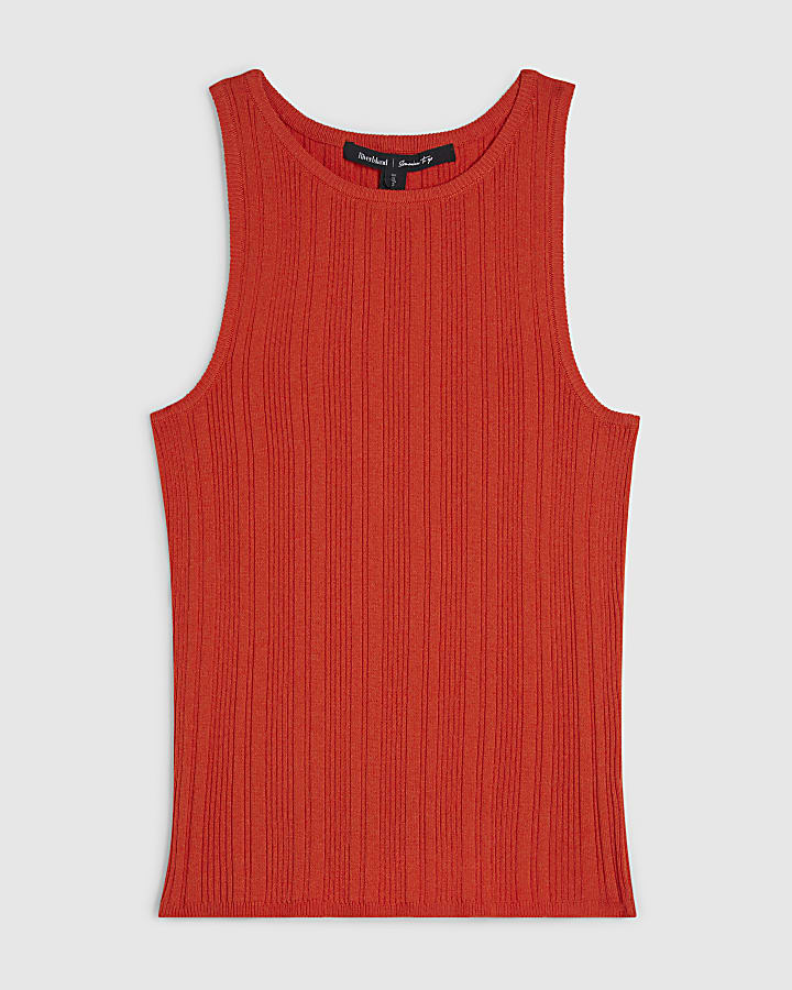 Red Rib Vest Top