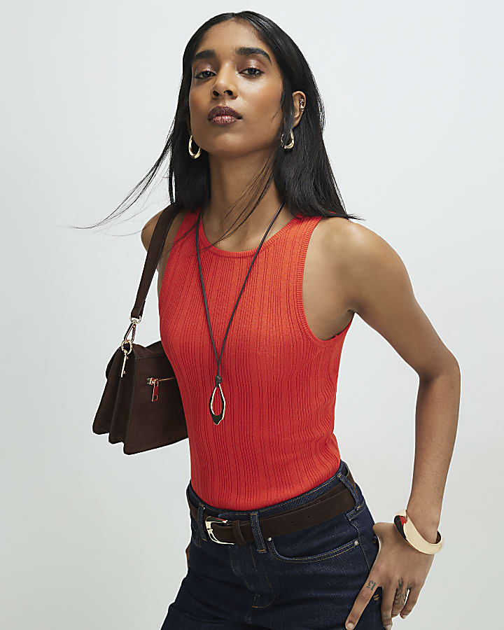 Red Rib Vest Top