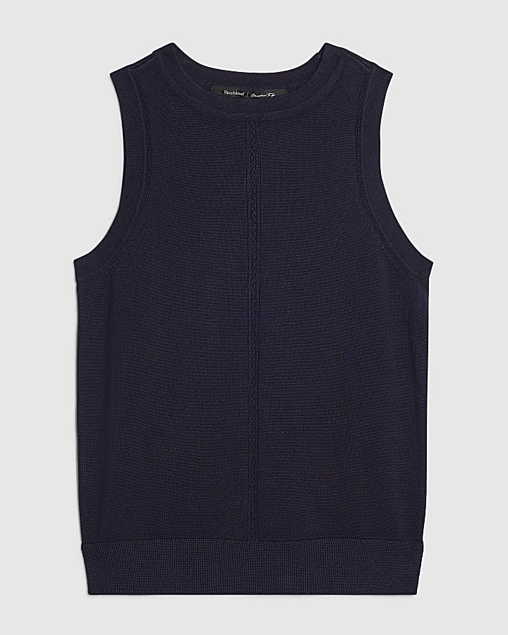 Navy Knitted Vest Top