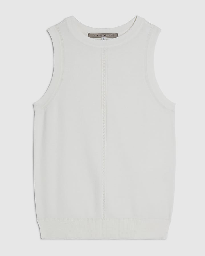 White Knitted Vest Top