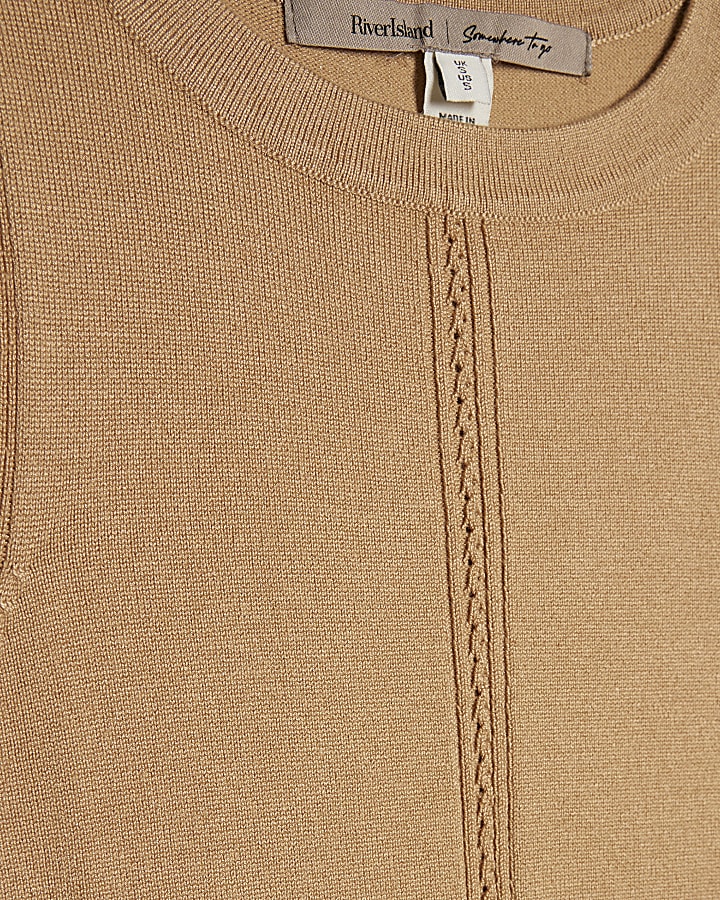 Brown Knitted Vest Top