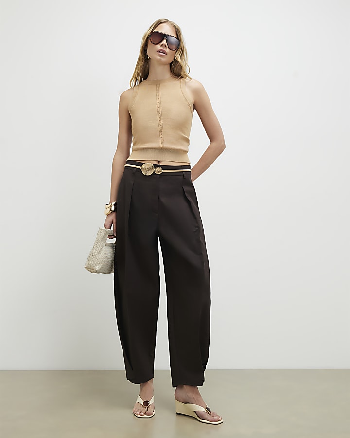 Brown Knitted Vest Top