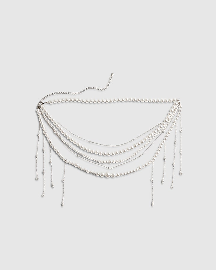 Cream Pearl Chain Belt