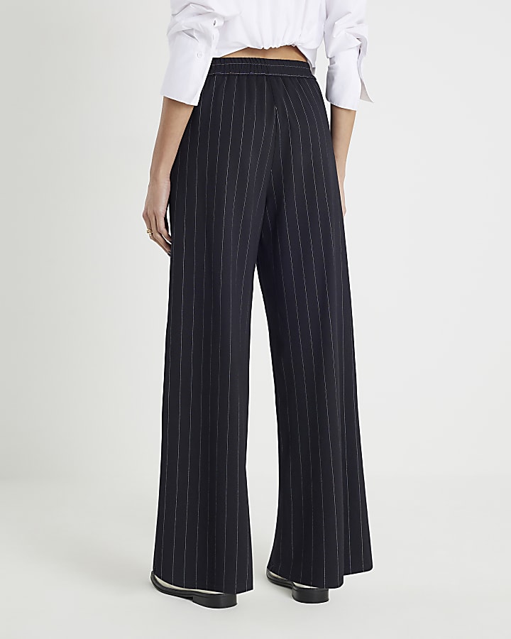 Black Pinstripe Wide Leg Trousers