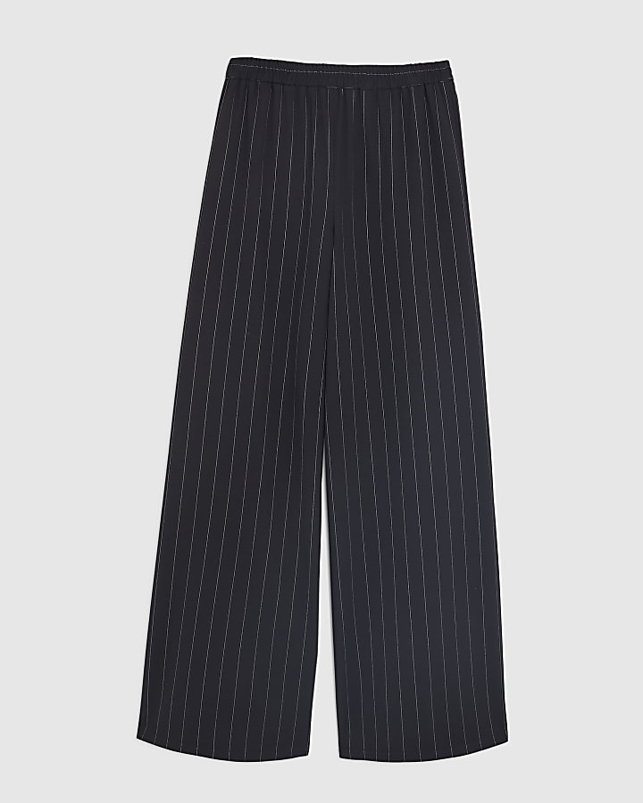 Black Pinstripe Wide Leg Trousers