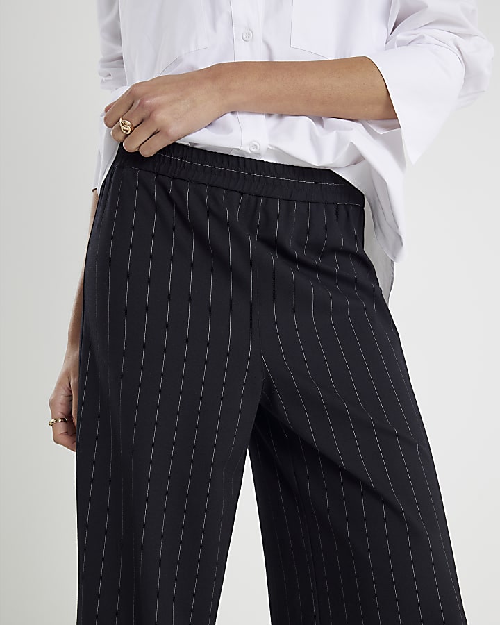 Black Pinstripe Wide Leg Trousers