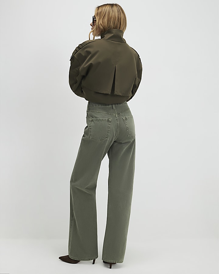 Khaki Relaxed Straight Jeans