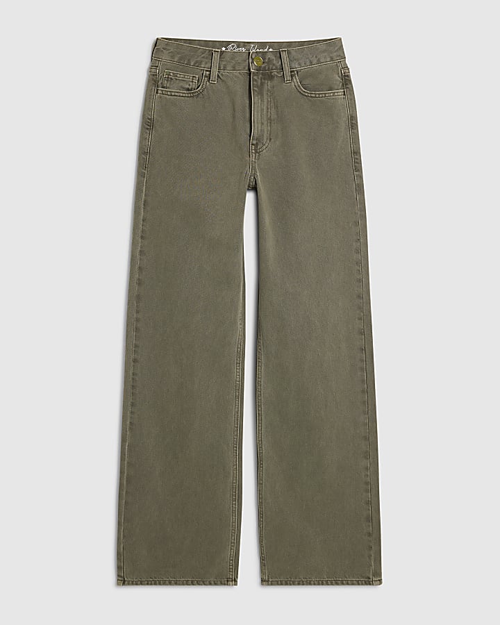 Khaki Relaxed Straight Jeans