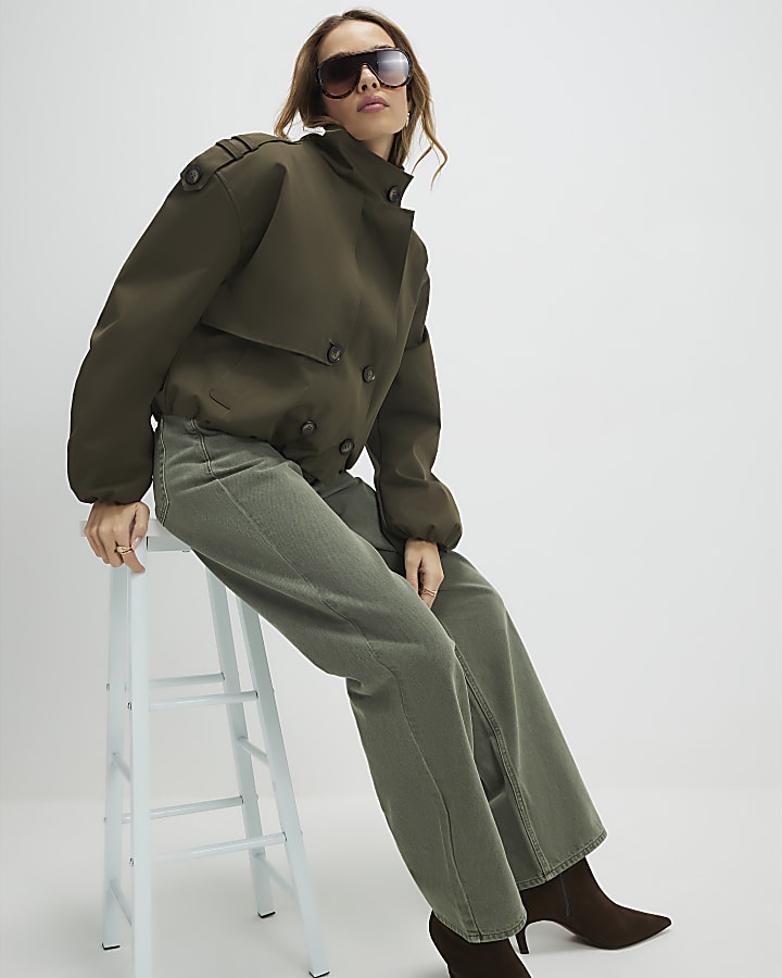 Khaki Relaxed Straight Jeans