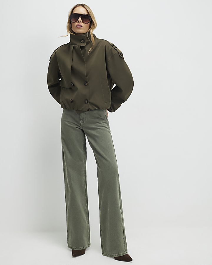 Khaki Relaxed Straight Jeans