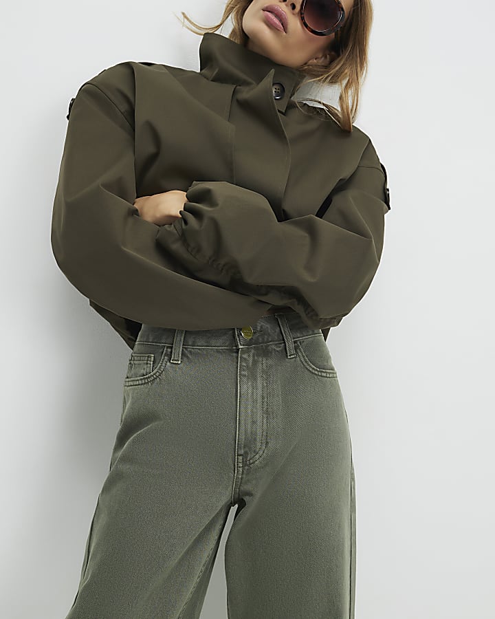 Khaki Relaxed Straight Jeans