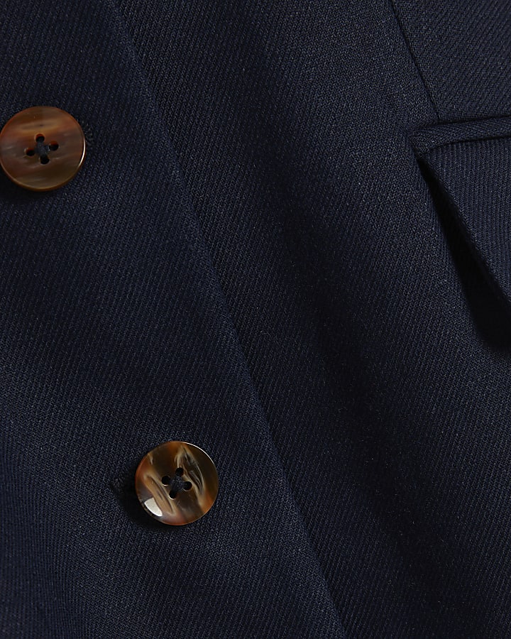 Navy Sleeveless Button Mini Dress