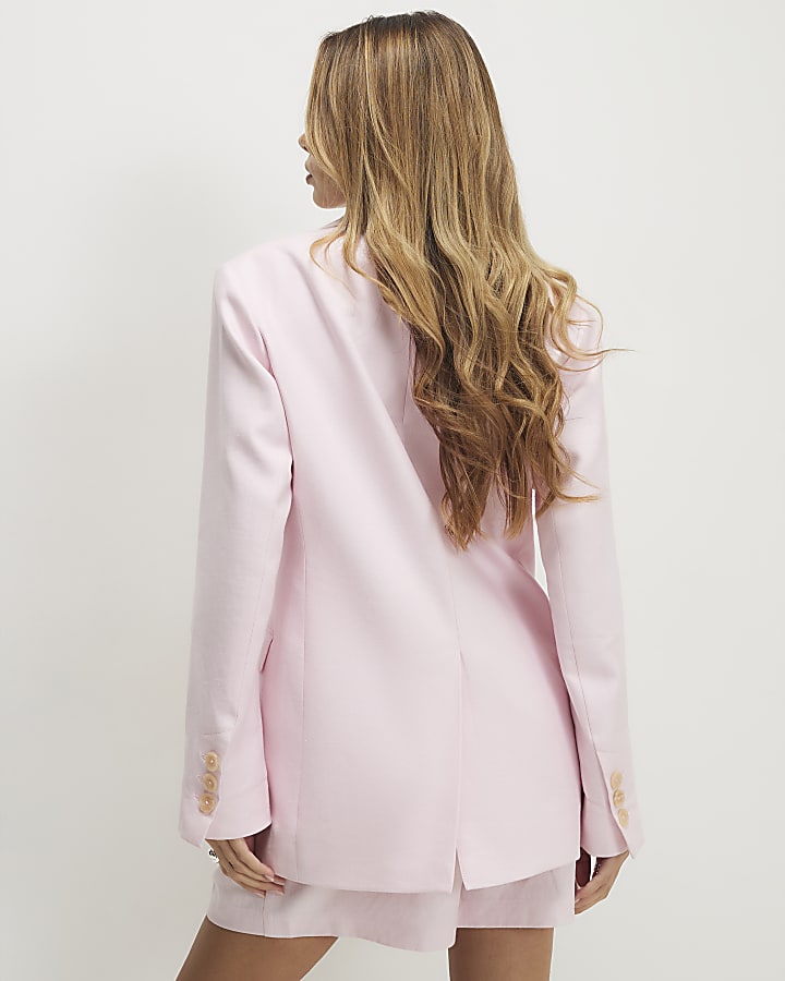 Pink Linen Blend Blazer