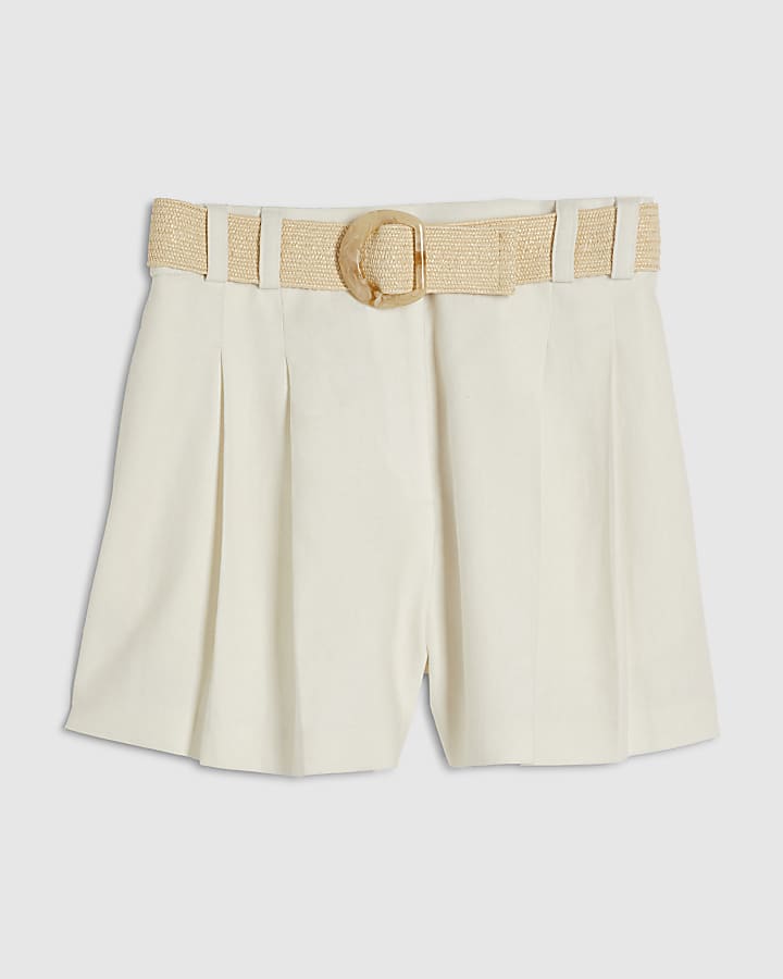 White Belted Shorts