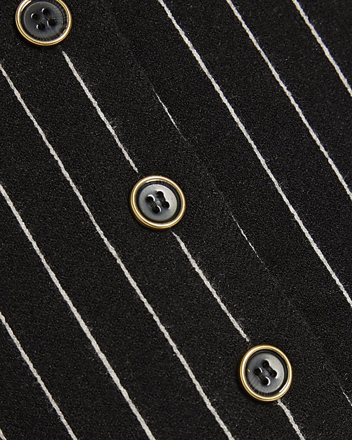 Black Pinstripe Longline Waistcoat