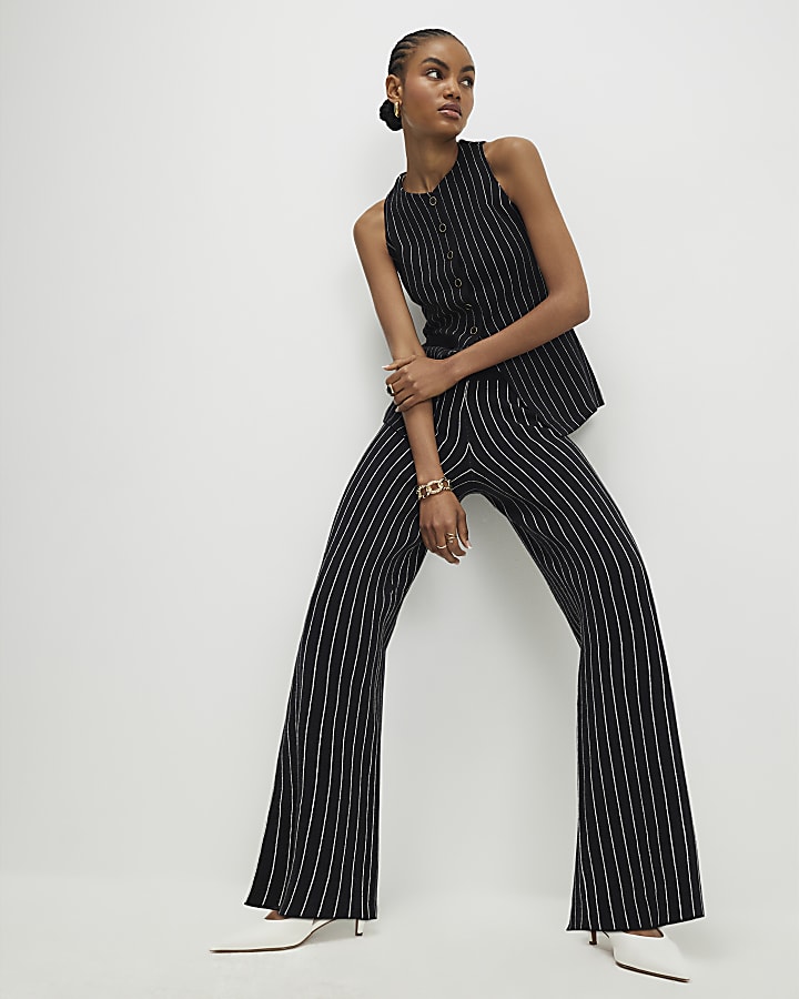 Black Pinstripe Longline Waistcoat