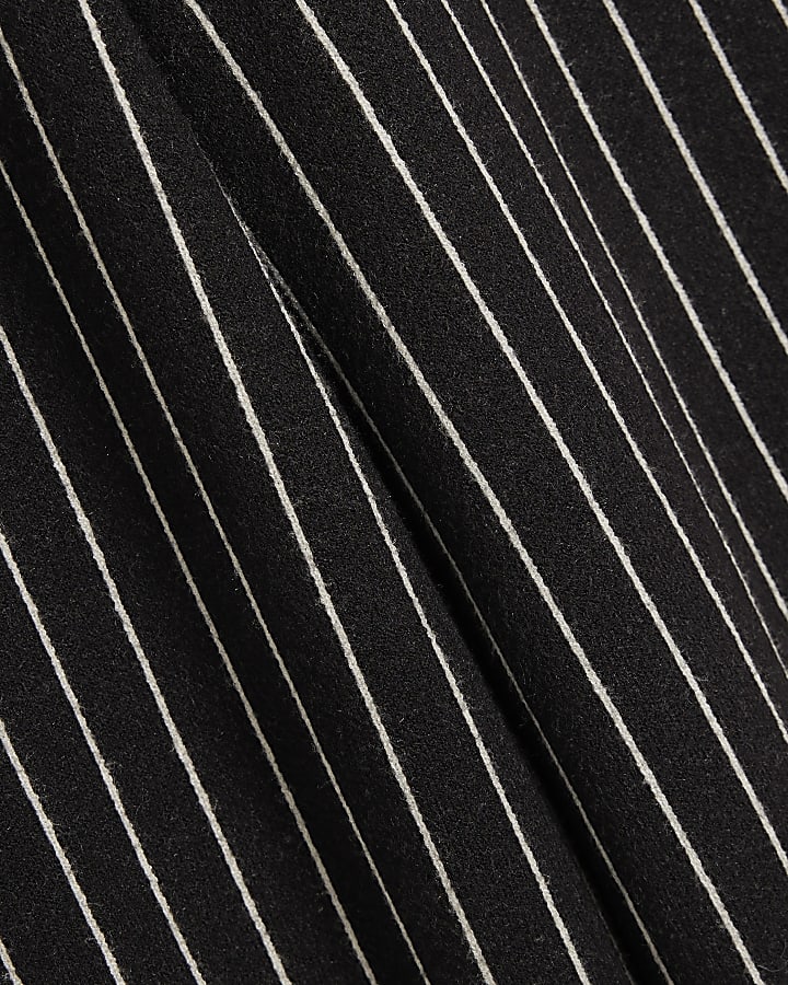 Black Wide Leg Pinstripe Knitted Trousers