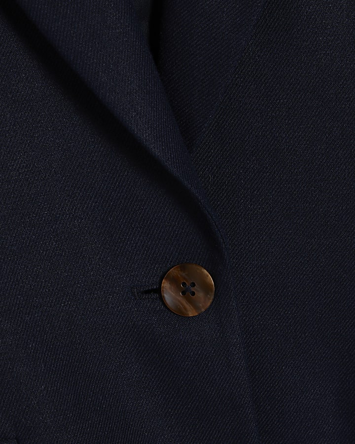 Navy Linen Look Blazer