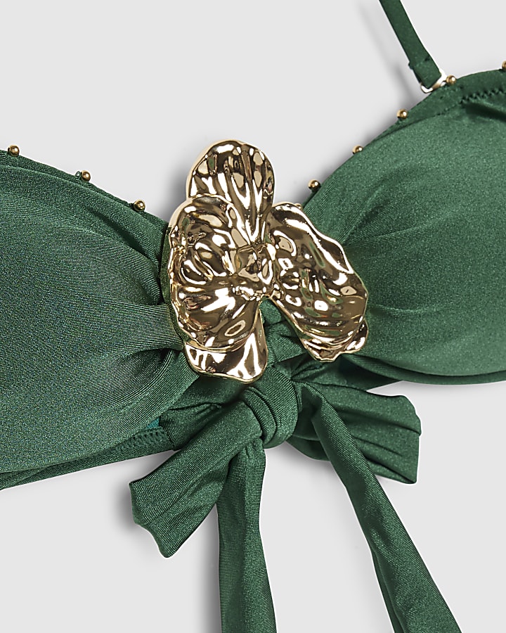 Green Hardware Bandeau Bikini Top